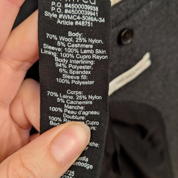 Wilfred womens black wool cashmere lamb skin jacket size xxs - Picture 7 of 12